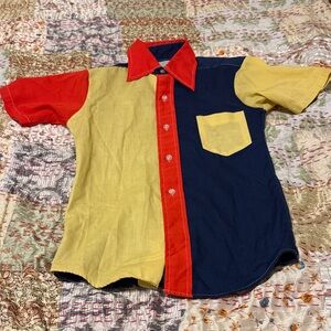 Vintage Kids Color Block Button Down Shirt